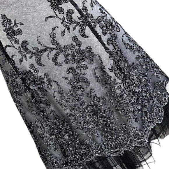 Kathy Robert’s black and silver tulle formal dress 16w porm wedding sleeveless - Picture 3 of 12